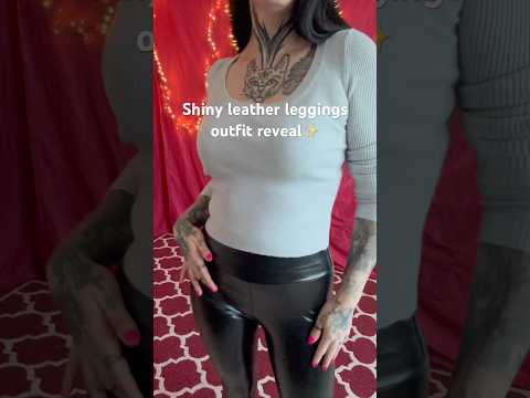 Shiny leather leggings outfit🖤