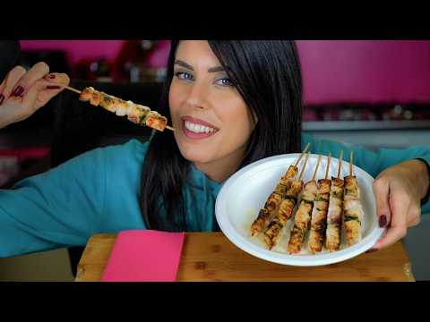 ASMR 🍢 Spiedini pesce spada e zucchine MUKBANG (Eating Sounds e Whispering)