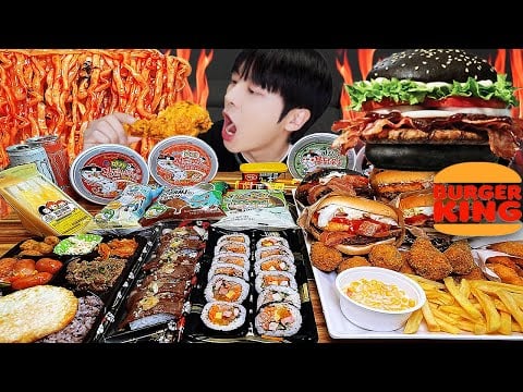 ASMR MUKBANG | 직접 만든 치즈 불닭볶음면 양념치킨 김밥 치즈스틱 먹방 FRIED CHICKEN AND FIRE NOODLES