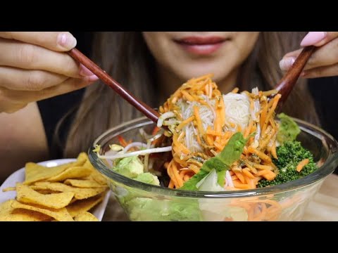 ASMR GLASS NOODLE SALAD NACHOS VEGGIES MUKBANG no talking CREMA ASMR #asmr #mukbang #glassnoodles