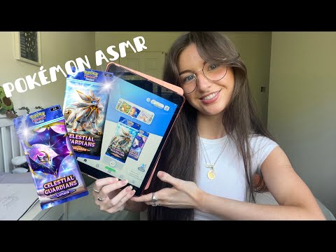 ASMR Opening Celestial Guardians Pokémon TCGP packs🔮 (close whispered Pokémon gameplay)