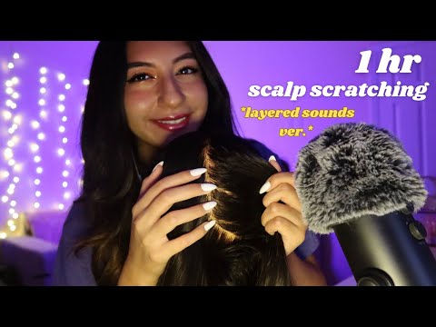 low-light ASMR 1HR Scalp Scratching Heaven 🤤 | scalp attention + hair parting (Layered Sounds Ver.)