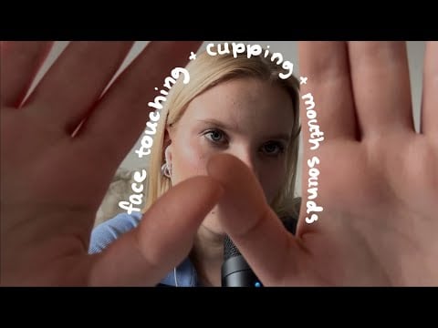 ASMR face touching & cupping + mouth sounds 🧿