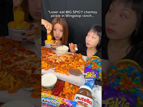 Wingstop ranch and Cheesy Dominos pepperoni pizza race eating! #food #eating #mukbang #wingstop