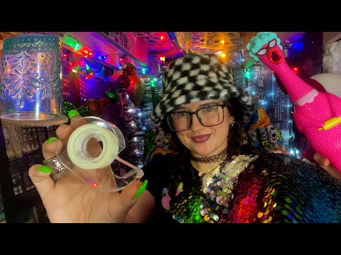 ASMR mouth sounds, sequin scratching, tape brushing, polly scratches, mermaid brush cup, & more!