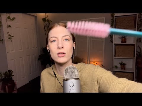 Asmr brushing eyebrows, doing makeup & whispered chatting #shorts