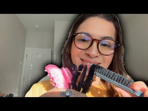 ASMR parting & clipping your hair while we chitchat 🖤