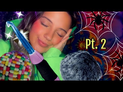 ASMR LIVE pt. 2 💚💚 - spider webs/ light, bugs, fluffy mic, pill mic, & mouth sounds!