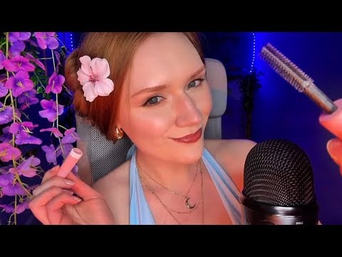 ASMR live 😴 Eye cleaning, Inaudible whisper, Kisses, Face brushing, Thunder ✨