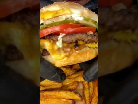 Massive Triple Five Guys Cheeseburger! 🤯 #asmreating #shorts #mukbang #ytshortsvideo