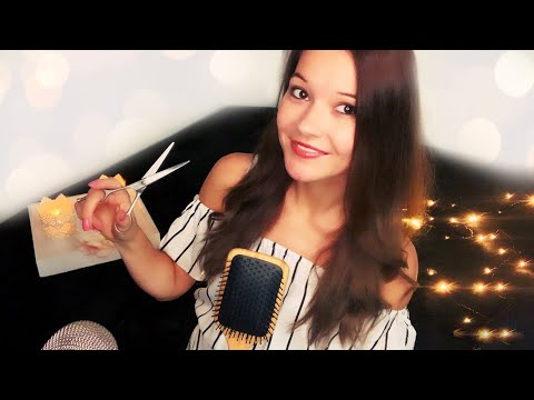 ASMR hairdresser roleplay, hair wash, hair coloring, hair brushing (german)