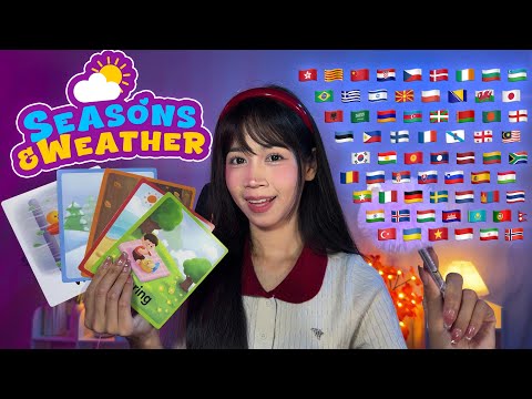 ASMR Season and Weather Names in 68 Languages 🌷☀️🍂❄️ | Tapping, Scratching, Repeating Words 😪💤