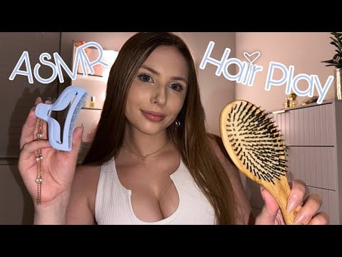 ASMR Hair Play (Brushing, Clips, Personal Attention) 🎀🤍🌸