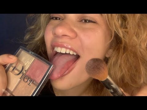 ASMR MAKEUP rolepay fazendo sua make + personal attention + spit paiting | lens licking
