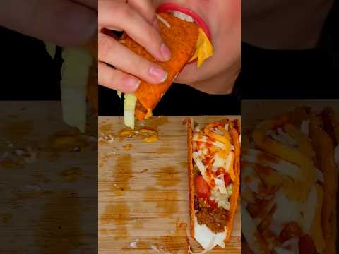 CRUNCHY NACHO CHEESE TACOS #asmr #tacos #food #eating #shorts