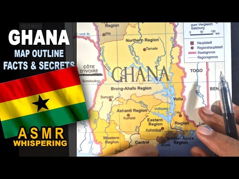 GHANA !! map contour outline & provinces | Facts and Secrets | ASMR whispered geography facts