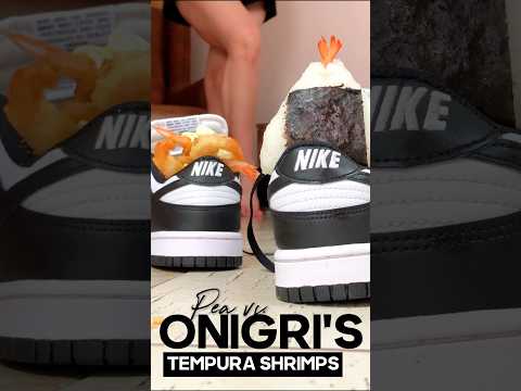 Pea vs. Onigiri Shrimp! Bare Feet Crushing Food in Sneakers! Oddly Satisfying ASMR