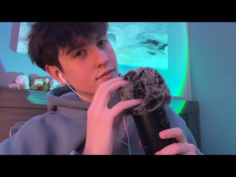 ASMR TINGLY whisper ramble w/ fluffy mic cover 