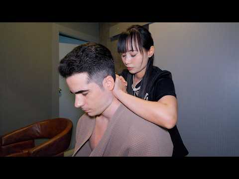 ASMR: She worked Magic! 💆‍♂️ Korean Body Wash & Full Service Barbershop Massage