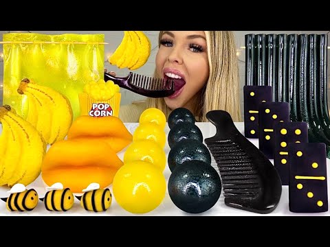 ASMR EDIBLE DOMINOS, BANANA MACARON, WAX LIPS, EDIBLE BEES, CANDY MUKBANG 먹방