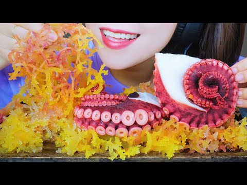 ASMR CRUNCHY COTTONII SEAWEED X GIANT OCTOPUS EATING SOUND | LINH-ASMR