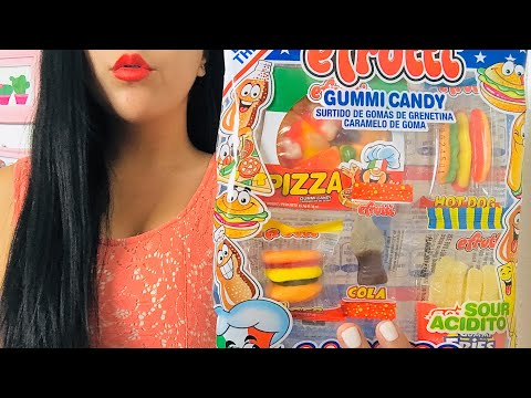 ASMR COMIENDO GOMITAS DE PIZZA, HAMBURGUESA, PAPAS Y COCA