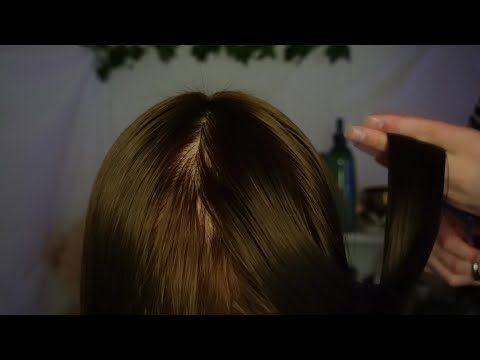 ASMR - Realistic hair washing and cutting (hair brushing, shampooing, cutting and head scratches)