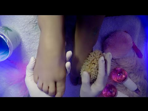 ASMR Foot Treatment before Sleep (Whispered, Massage, Examination, Spa, Care)