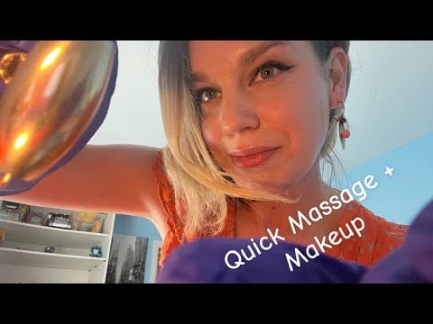 [ASMR] Fast & Aggressive Face Massage + Makeup Application (Gloves, Roller) | English & French