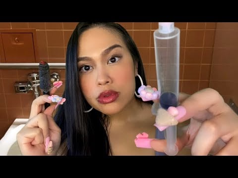 ASMR Sketchy Girl Gives U $5 Botox & Lip Injections + Lip Tattoo In School Bathroom (some Hair Play)