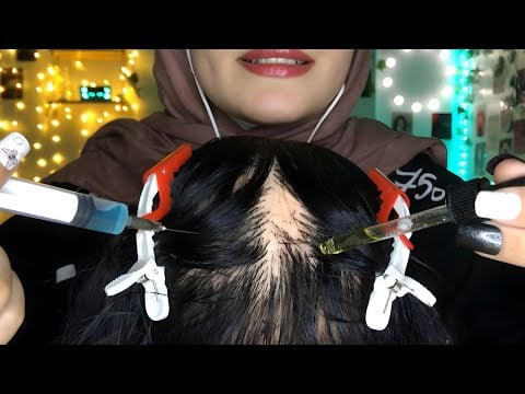 ASMR Hair Massage For Baldness Treatment 💆🏻‍♀️ No Talking, Chewing Gum (Scalp Check, Hair Brushing)