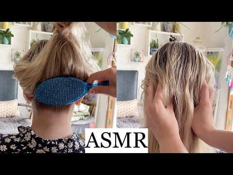 ASMR MY FRIEND GIVES ME AN OIL TREATMENT 🤍 Relaxing Scalp Massage, Hair Play, Brushing (no talking)