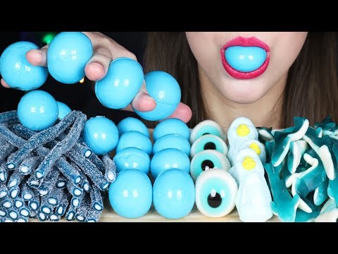 ASMR EARTH PLANET GUMMY JELLY, Trolli EYEBALLS GUMMY & EDIBLE BLUE SHARKS (Jelly Eating Sounds) 먹방