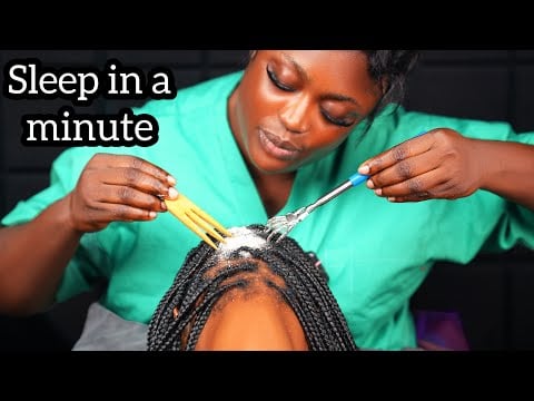 ASMR✨Story time scalp scratching on braids,soft whispers to put you to sleep with ear & Neck massage