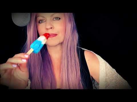 ASMR Popsicle Eating, RED, WHITE ,BLUE BOMBPOPS Popsicle's, Relaxing Soft Eating Sounds