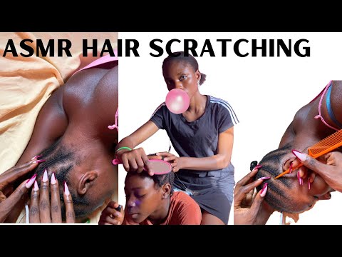 ✨ASMR✨HAIR SCRATCHING ON BRAIDS REAL PERSON SOFT WHISPERS -GUM CRACKING