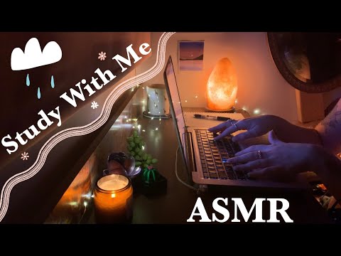 Cosy ASMR | Study with me📚• Keyboard tapping • Rain sounds • Page turning • Pen on paper 📝