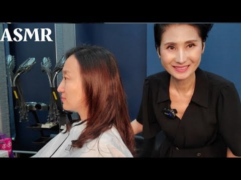 Korean Hair salon ASMR activation of vision and hearing # Semi-curved Magic Straight Smooth~