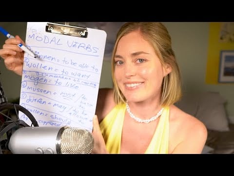 ASMR German Teacher Roleplay ✿ 7 Most Important German Verbs You Should Know 💡 (American accent)