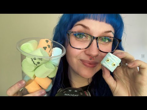 ASMR Eating HALLOWEEN Marshmallows [ADORABLE Mummy’s, Pumpkins & Frankensteins] 🎃