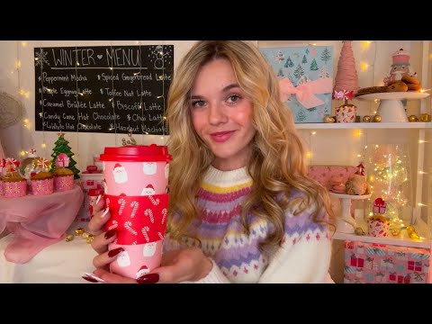 ASMR Snowflake Sips Café Roleplay ❄️☕🧁 (background coffee shop chatter + winter jazz music)