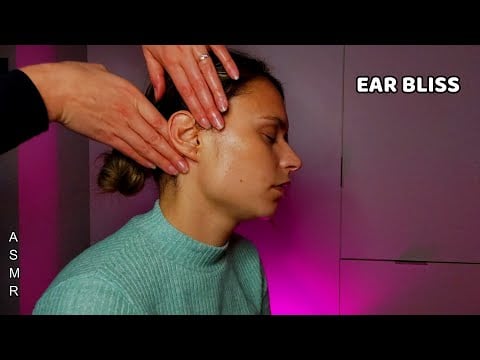 ASMR Ear Massage, Dry and Oil massaging | Tracing and Cleaning with cotton swabs - No Talking