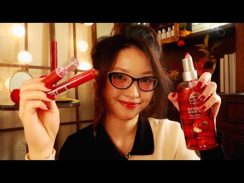 ASMR | Relaxing Autumn Pamper Before Falling Asleep 🍎🍂 (hair brush, nail polish, hand cream, makeup)