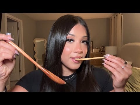 ASMR EATING YOUR FACE 😋 WOODEN SPOON MOUTH SOUNDS