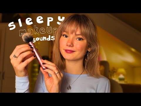 ASMR sleepy, gentle makeup sounds and whispers (with rain)💄🌧️