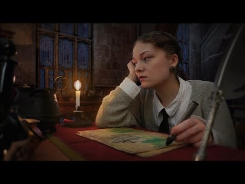 ASMR ⚡️ Painting during a Thunderstorm, Dark Academia Classroom Ambience 🕰