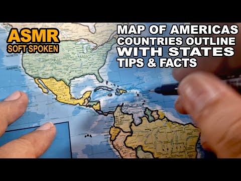 ASMR - Drawing AMERICAS countries outline, best knwon facts for each country explained - soft spoken