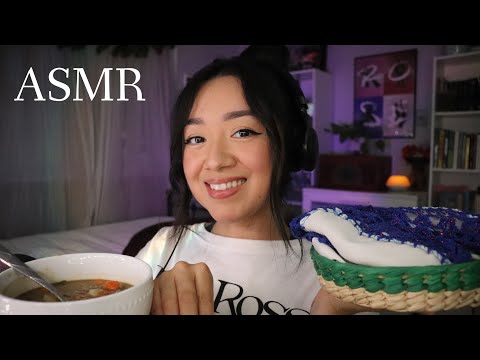 ASMR eating Mexican lentil soup & cheese tacos 🍲🇲🇽
