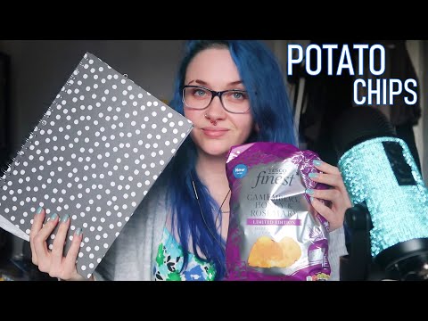 ASMR Eating Potato Chips (Limited Edition Camembert Cheese) & Writing