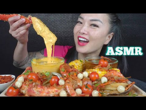 ASMR SEAFOOD BOIL *Full Face Friday (EATING SOUNDS) LIGHT WHISPERS | SAS-ASMR